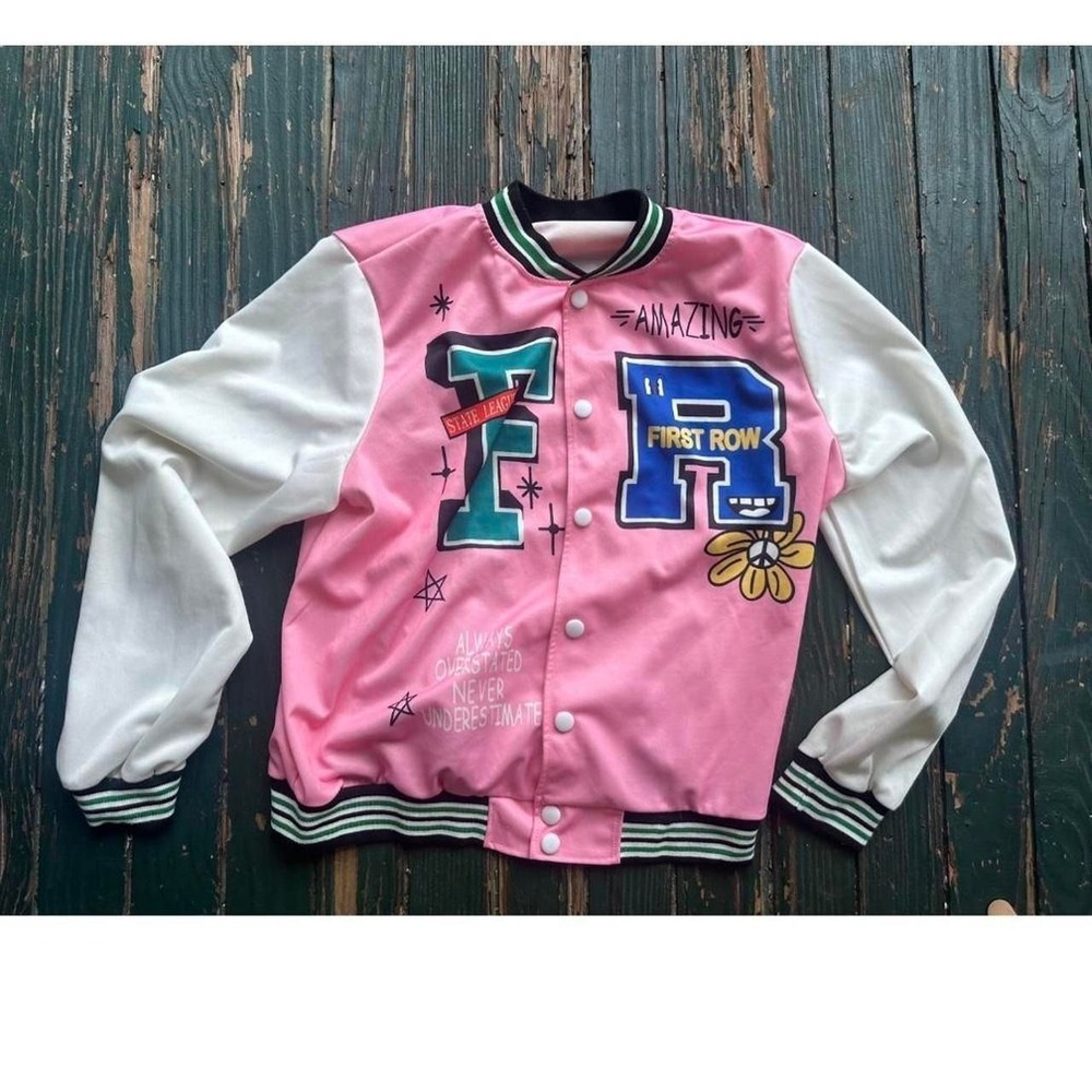 Pink and blue varsity‎ jacket